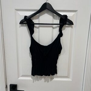 Black Ruffled Women's Top
